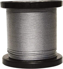 Loos & Co. - 250' Long, 3/16" x 3/16" Diam, Galvanized Wire Rope - 4,200 Lb Breaking Strength, 7 x 19 - Makers Industrial Supply