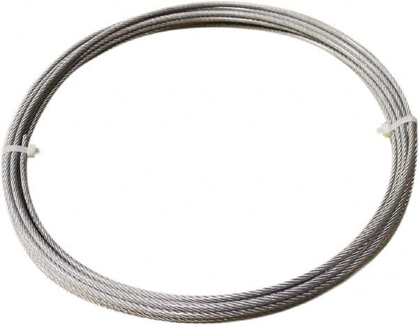 Loos & Co. - 1/16" x 3/64" Diam, Stainless Steel Wire Rope - 270 Lb Breaking Strength, 7 x 7, Vinyl Coating - Makers Industrial Supply