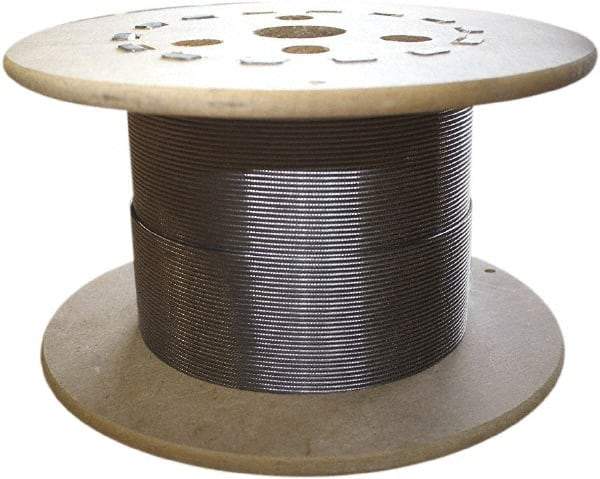 Loos & Co. - 3/16" x 1/8" Diam, Steel Wire Rope - 1,760 Lb Breaking Strength, 7 x 19, Vinyl Coating - Makers Industrial Supply