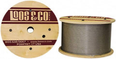 Loos & Co. - 3/16" x 3/32" Diam, Stainless Steel Wire Rope - 920 Lb Breaking Strength, 7 x 7, Vinyl Coating - Makers Industrial Supply