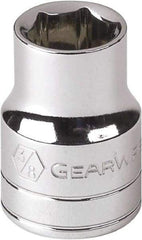 GearWrench - 9/16", 1/4" Drive, Standard Hand Socket - 6 Points, 1" OAL, Alloy Steel, Chrome Finish - Makers Industrial Supply