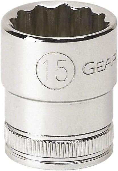 GearWrench - 3/8" Drive, Standard Hand Socket - 12 Points, 1-3/32" OAL, Alloy Steel, Chrome Finish - Makers Industrial Supply