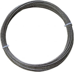 Loos & Co. - 50' Long, 1/4" x 1/4" Diam, Stainless Steel Wire Rope - 6,100 Lb Breaking Strength, 7 x 7 - Makers Industrial Supply