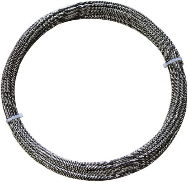 Loos & Co. - 50' Long, 1/8" x 1/8" Diam, Stainless Steel Wire Rope - 1,700 Lb Breaking Strength, 7 x 7 - Makers Industrial Supply