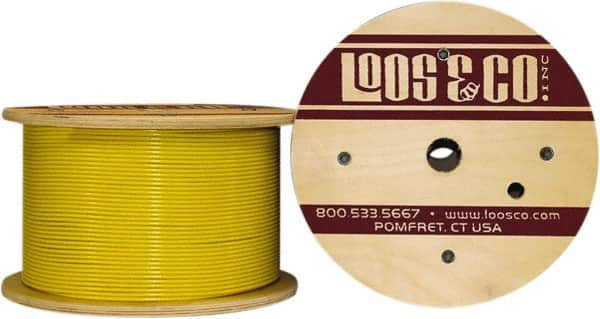 Loos & Co. - 3/16" x 1/8" Diam, Galvanized Steel Wire Rope - 2,000 Lb Breaking Strength, 7 x 19, Vinyl Coating - Makers Industrial Supply