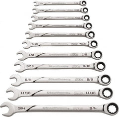 GearWrench - 11 Piece, 1/4" to 3/4", Ratcheting Combination Wrench Set - Inch Measurement Standard, Chrome Finish - Makers Industrial Supply