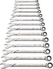 GearWrench - 14 Piece, 6mm to 19mm, Ratcheting Combination Wrench Set - Metric Measurement Standard, Chrome Finish - Makers Industrial Supply