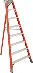 Louisville - 7 Steps, 8' High, Type IA Rating, Fiberglass Tripod Step Ladder - Makers Industrial Supply