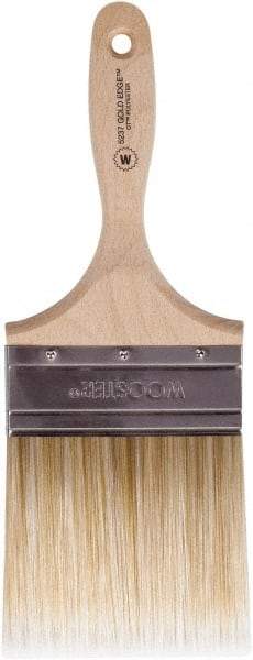 Wooster Brush - 4" Flat Polyester Wall Brush - 3-15/16" Bristle Length, 5-3/8" Wood Beavertail Handle - Makers Industrial Supply