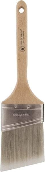 Wooster Brush - 3" Oval/Angle Polyester Angular Brush - 2-15/16" Bristle Length, 6-1/2" Wood Fluted Handle - Makers Industrial Supply