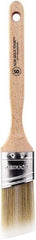 Wooster Brush - 1-1/2" Oval/Angle Polyester Angular Brush - 2-7/16" Bristle Length, 6-1/8" Wood Fluted Handle - Makers Industrial Supply