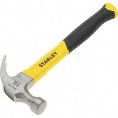 Stanley - 16 oz Head, Straight Rip Claw Hammer - 12.8" OAL, Steel Head, 1.1" Face Diam, Smooth Face, Fiberglass Handle with Grip - Makers Industrial Supply