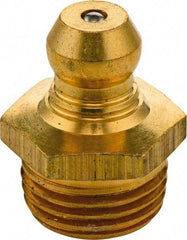 Umeta - Straight Head Angle, M12x1.50 Metric Brass Standard Grease Fitting - 14mm Hex, 17.5mm Overall Height, 6.5mm Shank Length - Makers Industrial Supply