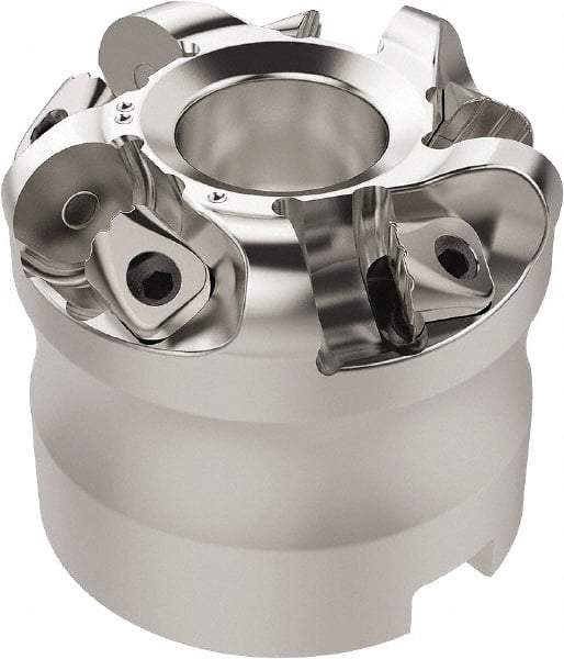 Seco - 37.33mm Cut Diam, 6mm Max Depth, 22mm Arbor Hole, 5 Inserts, RN.. 1207 Insert Style, Indexable Copy Face Mill - R220.26 Cutter Style, 11,900 Max RPM, 45mm High, Through Coolant, Series R220.26 - Makers Industrial Supply