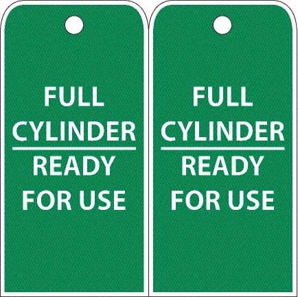 NMC - 4" High x 8" Long, FULL CYLINDER-READY FOR USE, English Safety & Facility Accident Prevention Tag - 2 Sides, White Poly - Makers Industrial Supply