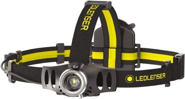 LED LENSER - White LED Bulb, 200 Lumens, Hands-free Flashlight - Black, Yellow Plastic Body, 3 AAA NiMH Batteries Included - Makers Industrial Supply