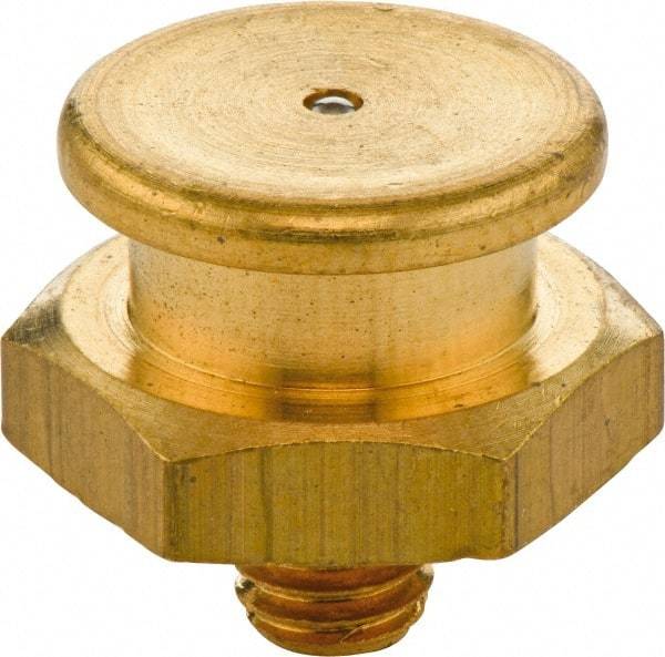 Umeta - Straight Head Angle, M8x1 Metric Brass Button-Head Grease Fitting - 17mm Hex, 17mm Overall Height - Makers Industrial Supply