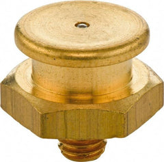 Umeta - Straight Head Angle, M8x1.25 Metric Brass Button-Head Grease Fitting - 17mm Hex, 17mm Overall Height - Makers Industrial Supply