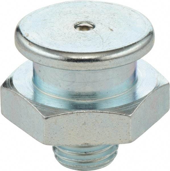 Umeta - Straight Head Angle, M8x1 Metric Stainless Steel Button-Head Grease Fitting - 17mm Hex, 17mm Overall Height - Makers Industrial Supply