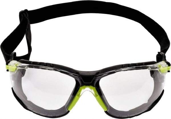 3M - Clear Lenses, Frameless Safety Glasses - Anti-Fog, Green Frame, Size Universal, Wrap Around - Makers Industrial Supply