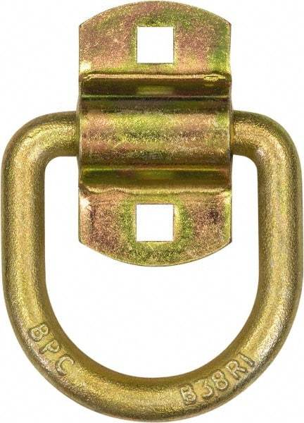 Buyers Products - Steel with Galvanized Zinc Coating D-Ring with 2-Hole Mounting Bracket - 3-1/2" Long, Yellow, For Use with Cargo Control - Makers Industrial Supply