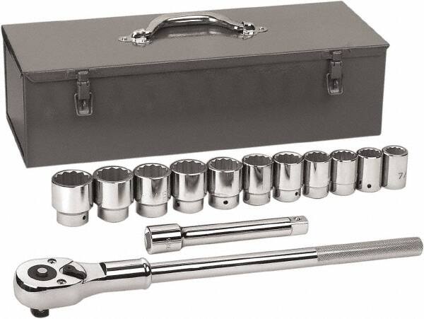 GearWrench - 13 Piece 3/4" Drive Chrome Finish Socket Set - 12 Points, 7/8" to 1-1/2" Range, Inch Measurement Standard - Makers Industrial Supply