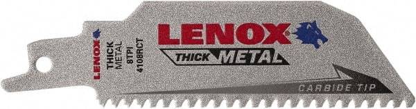 Lenox - 4" Long x 1" Thick, Bi-Metal Reciprocating Saw Blade - Tapered Profile, 8 TPI, Toothed Edge, Tang Shank - Makers Industrial Supply