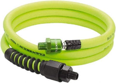 Legacy - 3/8" ID x 0.61" OD 6' Long Lead-In Whip Hose - MNPT High Flow Ball Swivel x MNPT Ends, 300 Working psi, -40 to 140°F, 1/4" Fitting, Green - Makers Industrial Supply