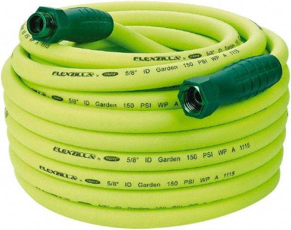 Legacy - 75' Long Garden Hose - 5/8" Diam, 3/4" GHT, Hybrid Polymer, 150 psi, All Season, Green - Makers Industrial Supply