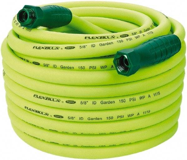 Legacy - 100' Long Garden Hose - 5/8" Diam, 3/4" GHT, Hybrid Polymer, 150 psi, All Season, Green - Makers Industrial Supply