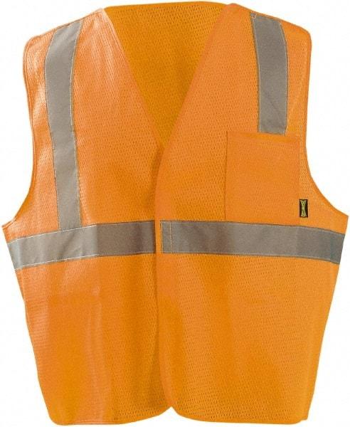 OccuNomix - Size 2XL High Visibility Orange Mesh Breakaway Vest - 60" Chest, ANSI 107-2015, Hook & Loop Closure, 2 Pockets, Polyester - Makers Industrial Supply