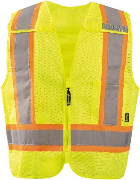 OccuNomix - Size 3XL High Visibility Yellow Mesh Breakaway Vest - 64" Chest, ANSI 107-2015, Zipper Closure, 2 Pockets, Polyester - Makers Industrial Supply