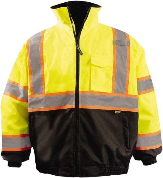 OccuNomix - Size M Cold Weather Jacket - High Visbility Yellow, Black, Denier Polyester, Zipper Closure, 54" Chest - Makers Industrial Supply