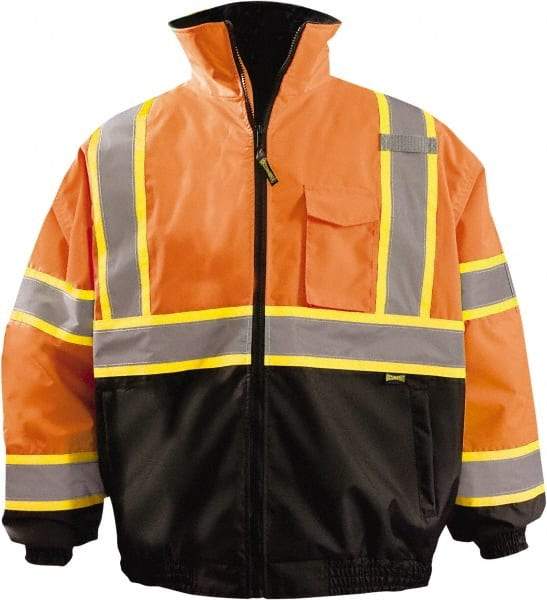 OccuNomix - Size 4XL Cold Weather Jacket - High Visbility Orange, Black, Denier Polyester, Zipper Closure, 72" Chest - Makers Industrial Supply