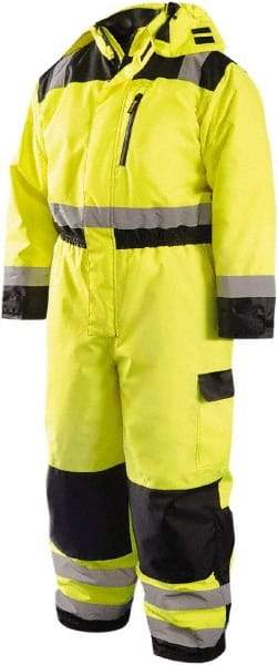 OccuNomix - Size 3XL, Yellow, Zipper, Cold Weather Coverall - 62" Chest, Polyester, 7 Pockets, Waterproof - Makers Industrial Supply