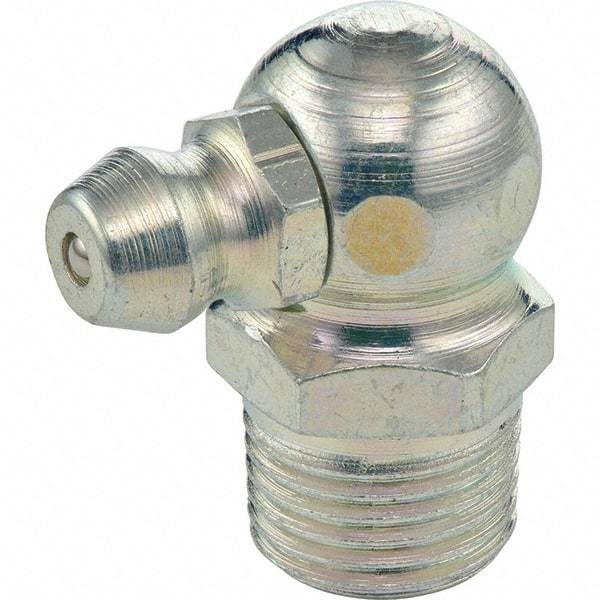 Umeta - 90° Head Angle, 1/8-27 PTF Steel Standard Grease Fitting - 1-13/16" Overall Height - Makers Industrial Supply