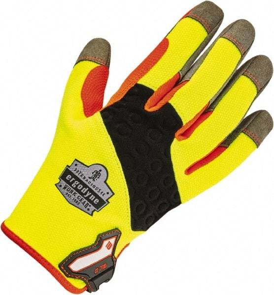 Ergodyne - Size L (9) Work Gloves - Uncoated, Hook & Loop Cuff, Full Fingered, Lime Green, Paired - Makers Industrial Supply