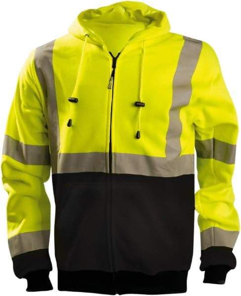 OccuNomix - Size 5XL High Visibility Sweatshirt - High Visbility Yellow, Black, Polyester, Zipper Closure - Makers Industrial Supply