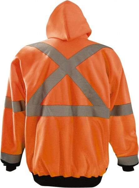 OccuNomix - Size L High Visibility Sweatshirt - High Visbility Orange, Black, Polyester, Zipper Closure - Makers Industrial Supply