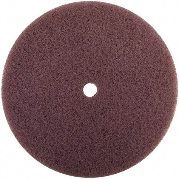 Merit Abrasives - 4-1/2" Medium Grade Aluminum Oxide Deburring Disc - 7/8" Center Hole, Hook & Loop Connection, Maroon, 11,000 Max RPM - Makers Industrial Supply