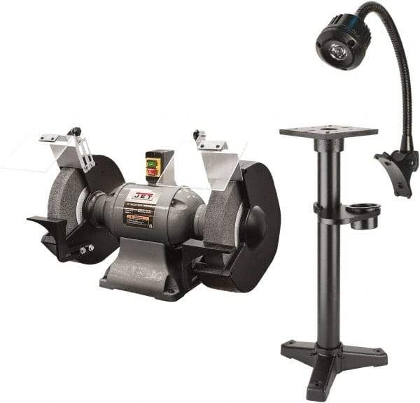 Jet - 12" Wheel Diam x 1" Wheel Width, 2 hp Grinder - 1-1/4" Arbor Hole Diam, 1 Phase, 1,720 Max RPM, 230 Volts - Makers Industrial Supply