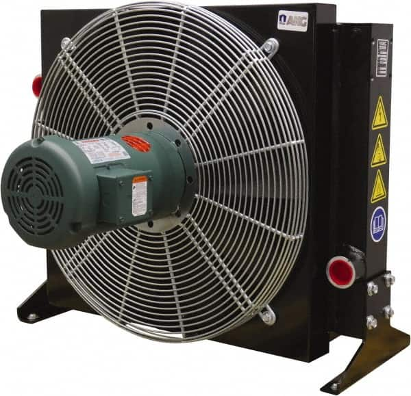 AKG Thermal Systems - 2" SAE 4 Bolt Flange, 1 Fan Mount, Liquid-To-Air Aluminum Brazed Process Equipment Heat Exchanger - Oil Cooler, Ethylene Glycol/Water Mixture Cooler, 30.19" High x 37.01" Wide x 23.3" Deep, 250°F Max - Makers Industrial Supply