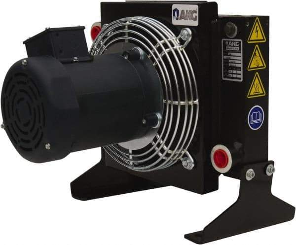 AKG Thermal Systems - SAE #12, 1 Fan Mount, Liquid-To-Air Aluminum Brazed Process Equipment Heat Exchanger - Oil Cooler, Ethylene Glycol/Water Mixture Cooler, 14.25" High x 13.78" Wide x 13.27" Deep, 250°F Max - Makers Industrial Supply