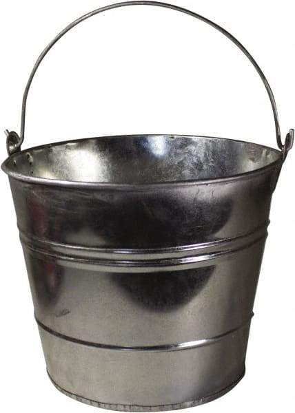 Funnel King - 12 Qt, 10" High, Galvanized Steel Round Silver Single Pail - Handle Included, 11-1/2" Top Diam - Makers Industrial Supply