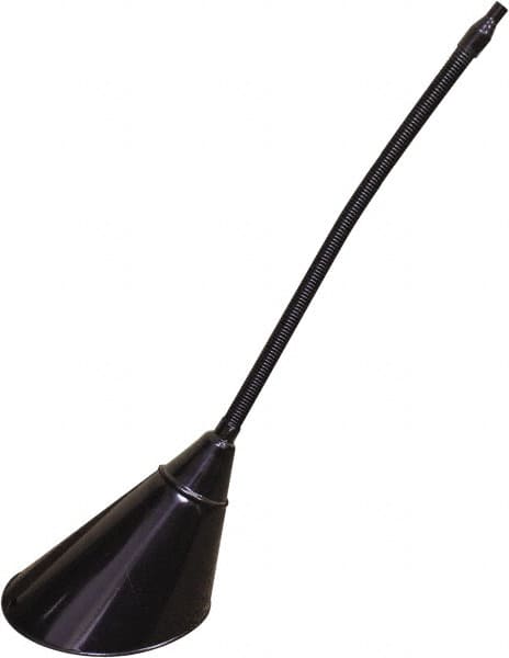 Funnel King - 2 Qt Capacity Galvanized Steel Funnel - 7" Mouth OD, 1/2" Tip OD, 17" Flexible Spout, Black - Makers Industrial Supply