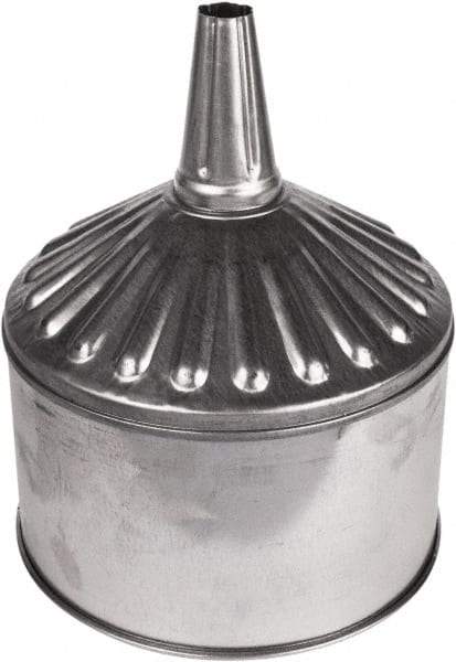 Funnel King - 8 Qt Capacity Galvanized Steel Funnel - 9-5/8" Mouth OD, 1" Tip OD, 3-1/2" Straight Spout, Silver - Makers Industrial Supply