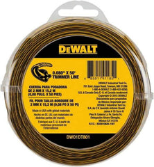 DeWALT - 0.08" Diam, 50' Long String Trimmer Replacment Line - For DCST920B, DCST920P1, DCST970X1, DCST990B, DCST990H1, DCST990M1 - Makers Industrial Supply