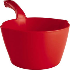 Remco - 64 oz Red Polypropylene Round Bottom Scoop - 8.3" Wide x 4-1/2" Deep Bowl, 5-1/2" Handle Length, 13" OAL - Makers Industrial Supply