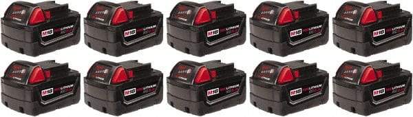 Milwaukee Tool - 18 Volt Lithium-Ion Power Tool Battery - 5 Ahr Capacity, 1 hr Charge Time, Series M18 XC RED - Makers Industrial Supply