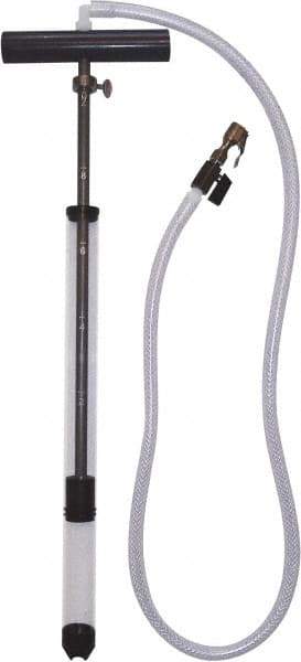 LiquiTube - 12.8 Strokes per Gal, 1/8" Outlet, 0.46 GPM, Aluminum, Brass, PVC & Plastic Hand Operated Drum Pump - 10 oz per Stroke, 22-1/4" OAL, For 5 Gal Drums, For Tire Sealants - Makers Industrial Supply